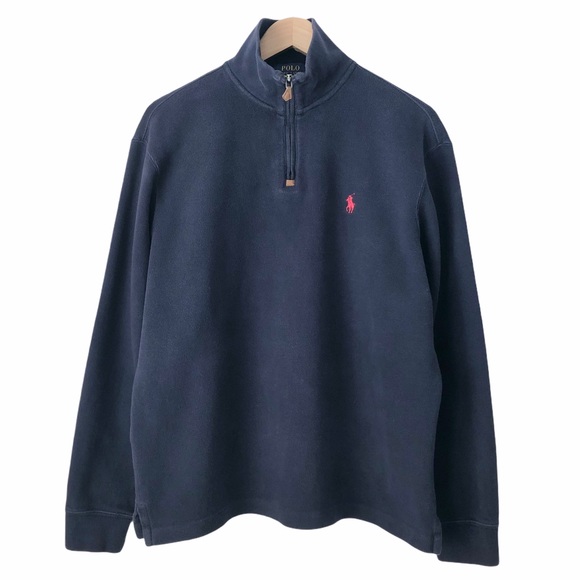 POLO Ralph Lauren Men's Navy Quarter Zip Sweater M - Picture 1 of 11